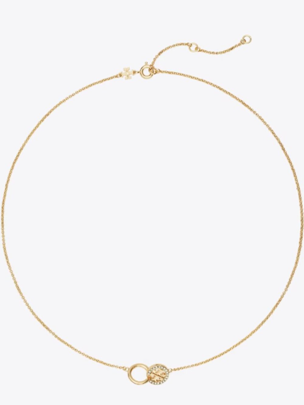 Tory Burch Icon pave Interlocking Pendant Necklace